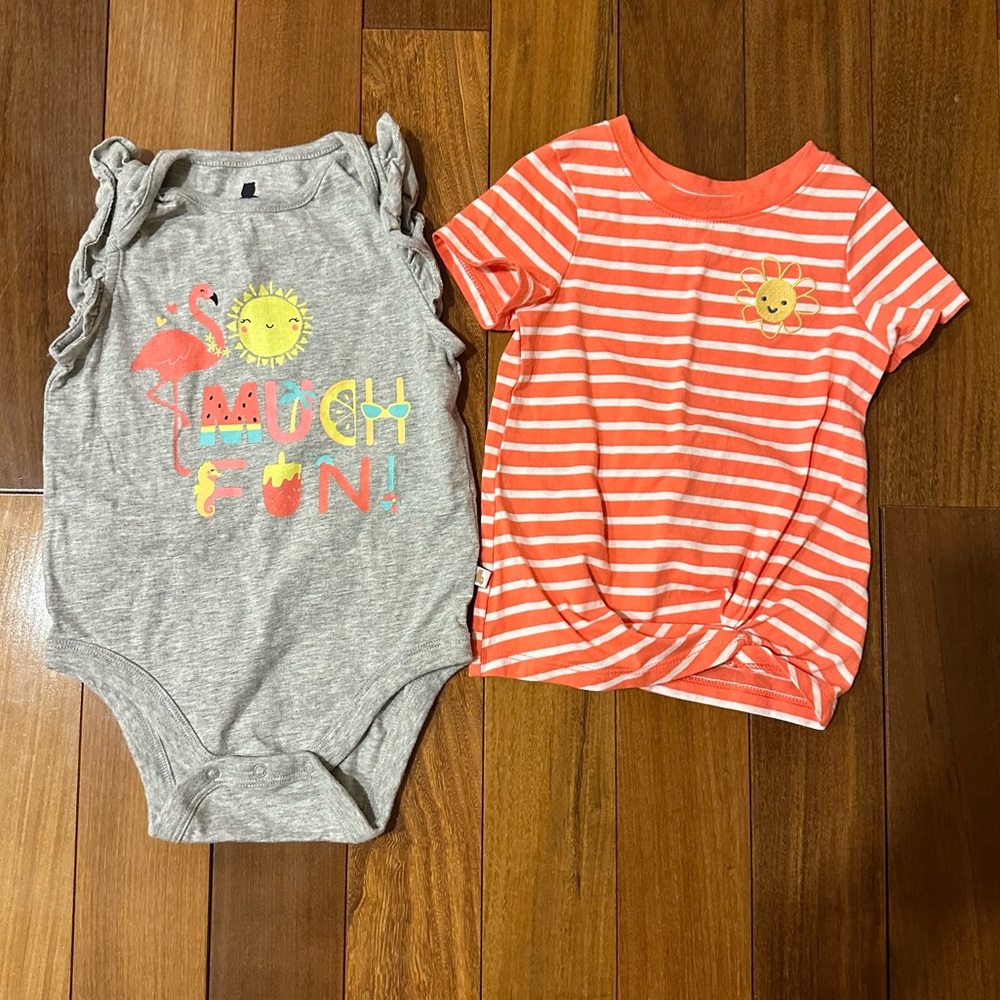 Baby girl set of 2 summer bodysuit and tee size 18 months